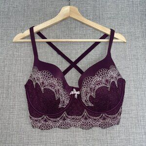 Victorias Secret Bra Womens 36DD Body by Victoria Purple Lace Lined Demi